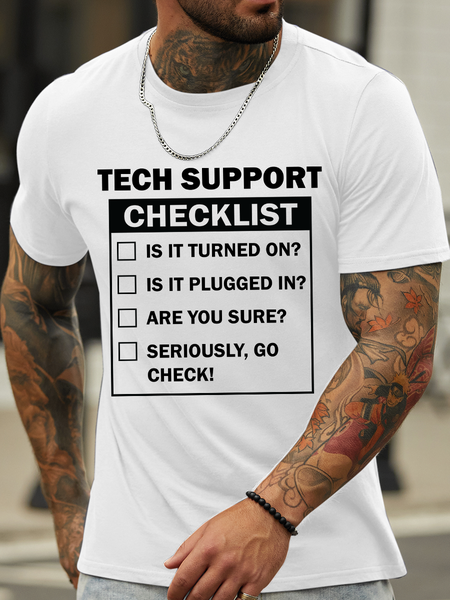 Lilicloth X Hynek Rajtr Funny Tech Support Checklist Men's T-Shirt, White, T-shirts