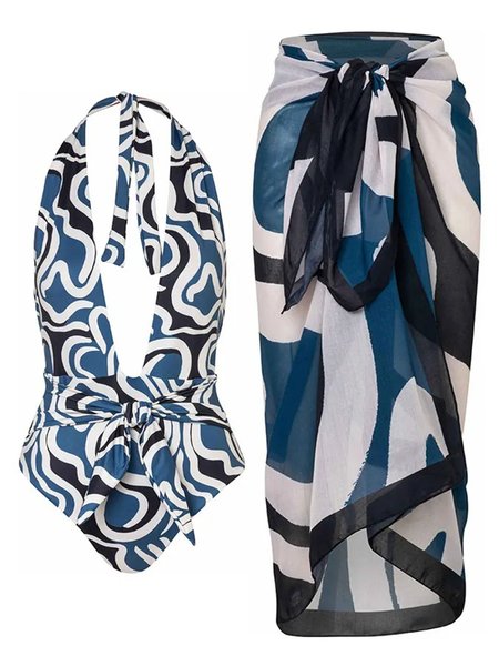 Abstract V Neck Vacation One Piece With Cover Up, Blue, swimwear>>One-Pieces
Abstract V Neck Vacation One Piece With Cover Up, Blue, swimwear>>One-Pieces