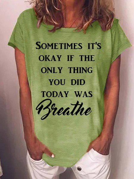 Women's Funny Motivate Inspire Letter Casual T-Shirt, Green, T-shirts