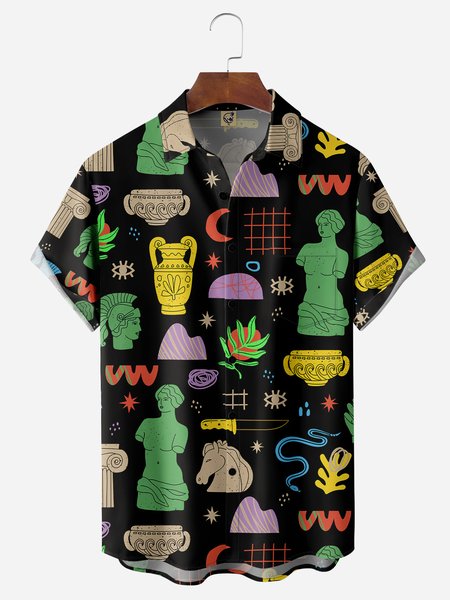 Sculpture Illustration Chest Pocket Short Sleeve Casual Shirt, Black, Men Shirts
Sculpture Illustration Chest Pocket Short Sleeve Casual Shirt, Black, Men Shirts