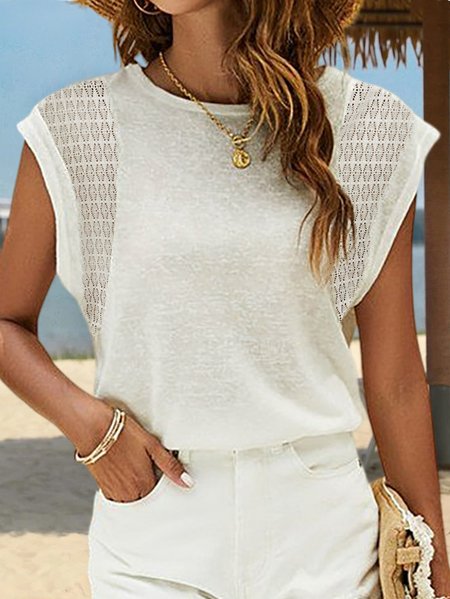 Women Casual Crew Neck Hollow Out Lace Short Sleeve Summer T-Shirt, White, Tees & T-shirts
Women Casual Crew Neck Hollow Out Lace Short Sleeve Summer T-Shirt, White, Tees & T-shirts