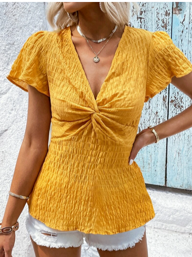 Casual Loose Linen Plain Butterfly Sleeve BlouseShirt, Yellow, Shirts & Blouses
Casual Loose Linen Plain Butterfly Sleeve BlouseShirt, Yellow, Shirts & Blouses