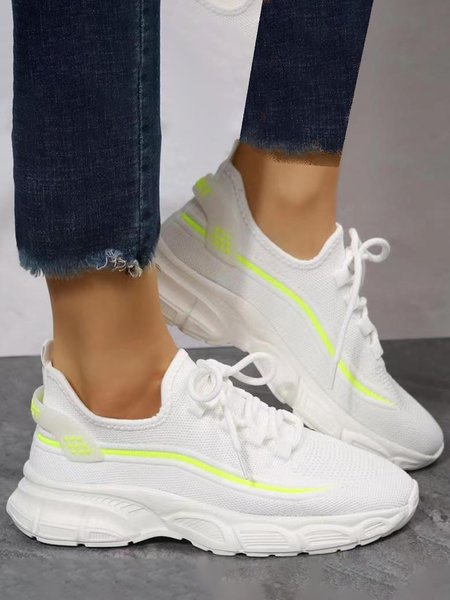 Flyweave Dynamic Line Design Platform Sneakers, White-green, Sneakers