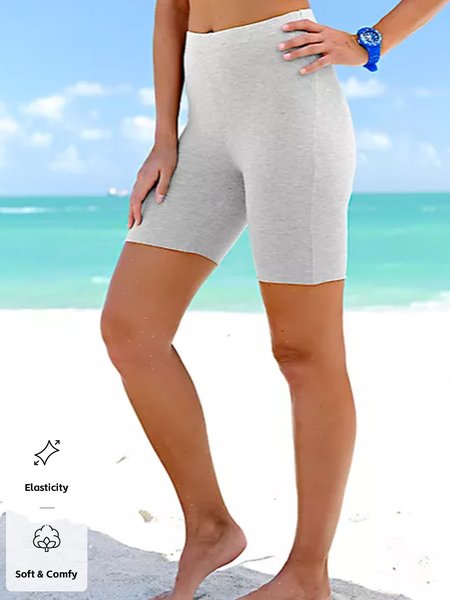 Plain Cotton Casual Leggings, Gray, Leggings