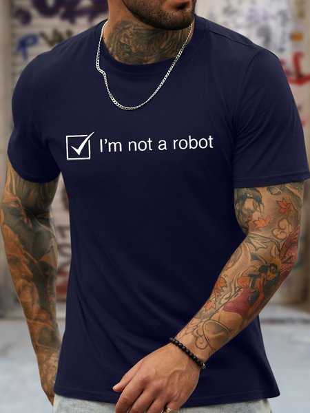 Men's I'm No A Robot Funny Graphic Printing Text Letters Casual Cotton T-Shirt, Purplish blue, T-shirts 
Men's I'm No A Robot Funny Graphic Printing Text Letters Casual Cotton T-Shirt, Purplish blue, T-shirts