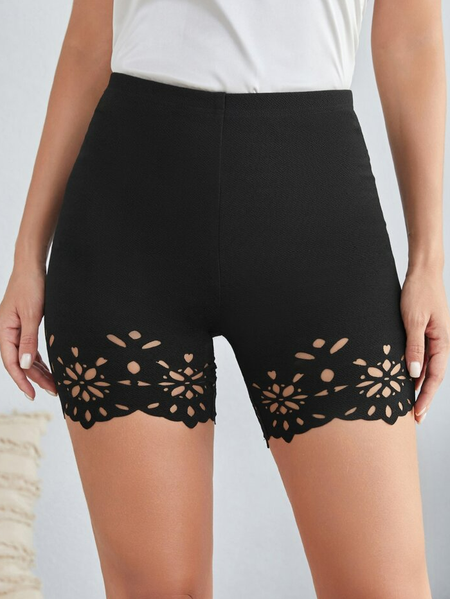 Tight Devore Casual Shorts, Black, Shorts