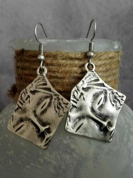 Vintage Geometric Line Pattern Distressed Earrings Casual Ethnic Jewelry, Silver, Earrings
Vintage Geometric Line Pattern Distressed Earrings Casual Ethnic Jewelry, Silver, Earrings