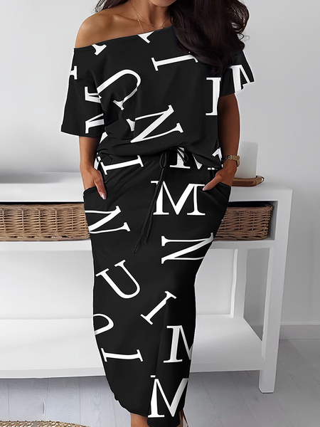 High Elasticity Casual Loose Short sleeve Text Letters Asymmetrical Two-Piece Set, Black, Two-piece Set
High Elasticity Casual Loose Short sleeve Text Letters Asymmetrical Two-Piece Set, Black, Two-piece Set