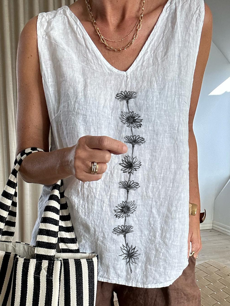 Women Daisy Floral V Neck Loose Summer Sleeveless Tank Top, White, Tank Tops & Camis
Women Daisy Floral V Neck Loose Summer Sleeveless Tank Top, White, Tank Tops & Camis