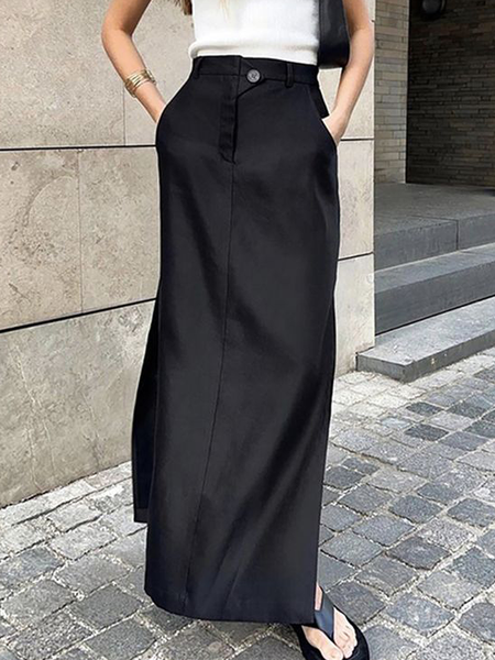 Lightweight Urban Plain Loose Long Skirt, Black, Skirts
Lightweight Urban Plain Loose Long Skirt, Black, Skirts