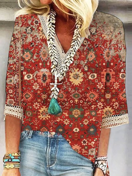 Lace Vacation Loose Ethnic T-Shirt, Red, Shirts & Blouses
Lace Vacation Loose Ethnic T-Shirt, Red, Shirts & Blouses