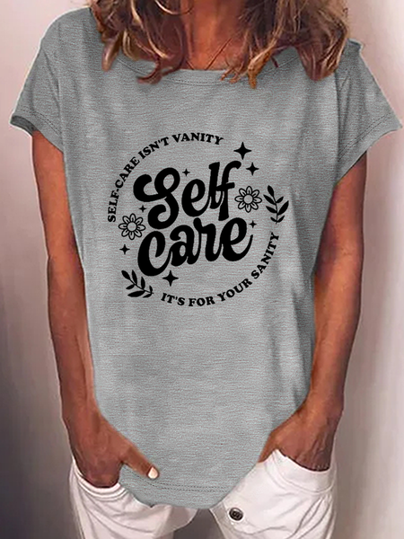 Women's Self Care Isn't Vanity Crew Neck Casual Text Letters Loose T-Shirt, Gray, T-shirts
Women's Self Care Isn't Vanity Crew Neck Casual Text Letters Loose T-Shirt, Gray, T-shirts