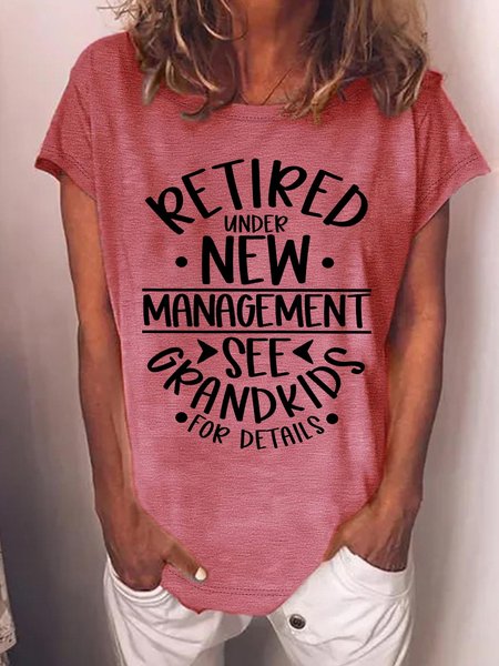 

Men's Retired Under New Management See Grandkids For Details Funny Graphic Printing Casual Text Letters Cotton-Blend T-Shirt, Red, T-shirts