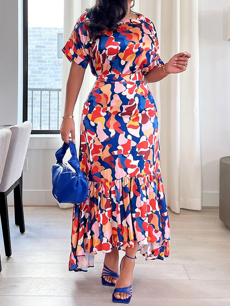 Abstract Regular Fit Short sleeve Elegant Crew Neck Long Dress, As picture, Maxi Dresses
Abstract Regular Fit Short sleeve Elegant Crew Neck Long Dress, As picture, Maxi Dresses