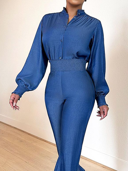 Urban Loose Stand Collar Long sleeve Plain Blouse, Denim blue, Blouses and Shirts
Urban Loose Stand Collar Long sleeve Plain Blouse, Denim blue, Blouses and Shirts