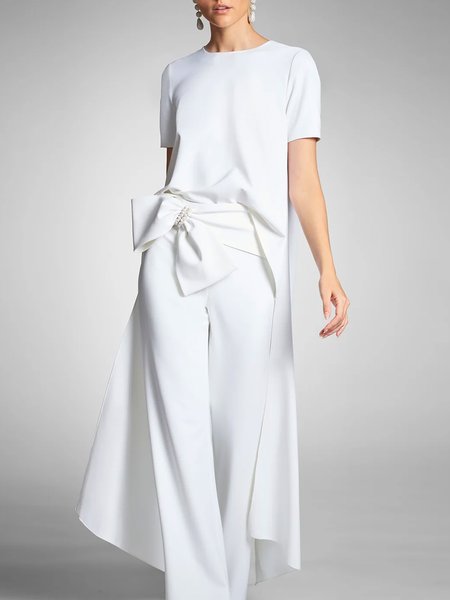 Crew Neck Urban Plain Regular Fit Shirt, White, Blouses and Shirts