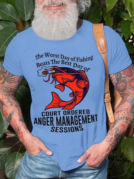 Men’s The Worst Day Of Fishing Beats The Best Day Of Court Ordered Anger Management Sessions Crew Neck Casual T-Shirt, Light blue, T-shirts
Men’s The Worst Day Of Fishing Beats The Best Day Of Court Ordered Anger Management Sessions Crew Neck Casual T-Shirt, Light blue, T-shirts