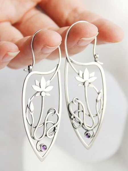 Vintage Silver Metal Floral Piercing Earrings Ethnic Casual Women Jewelry, Purple, Earrings
Vintage Silver Metal Floral Piercing Earrings Ethnic Casual Women Jewelry, Purple, Earrings