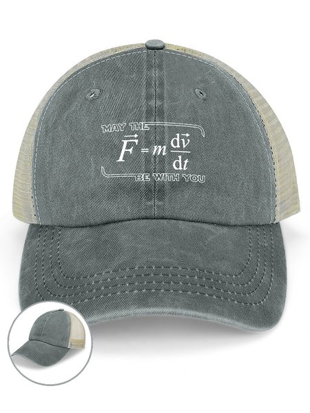 

Men's May The (F=m*dv/dt) Be with You Funny Physics Science Graphic Printing Casual Washed Mesh-back Baseball Cap, Gray, Men's Hats