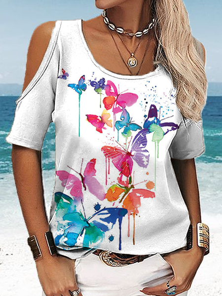 Women's Butterfly Cotton-Blend Loose Casual Solid Drop Shoulder T-Shirt, White, T-shirts
Women's Butterfly Cotton-Blend Loose Casual Solid Drop Shoulder T-Shirt, White, T-shirts