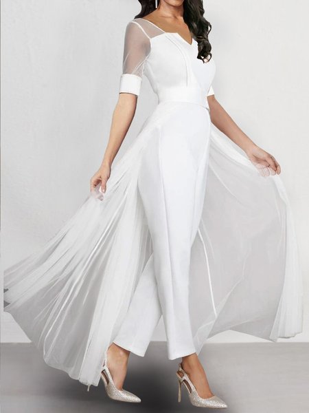 Plain V Neck Loose Casual Lightweight White Ankle Length Regular Split Neck Jumpsuit, Jumpsuits&Rompers
Plain V Neck Loose Casual Lightweight White Ankle Length Regular Split Neck Jumpsuit, Jumpsuits&Rompers