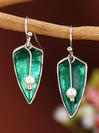 Vintage Silver Metal Pearl Enamel Earrings Casual Women's Jewelry, Green, Earrings
Vintage Silver Metal Pearl Enamel Earrings Casual Women's Jewelry, Green, Earrings
