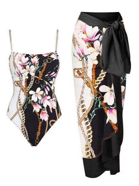 Printing Floral Vacation Square Neck One Piece With Cover Up, Multicolor, Swimsuit with Coverups
Printing Floral Vacation Square Neck One Piece With Cover Up, Multicolor, Swimsuit with Coverups