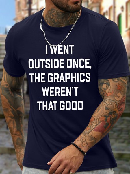 Men's I Want Outside Once The Graphics Weren't That Good Funny Graphic Printing Loose Cotton Crew Neck Casual T-Shirt, Purplish blue, T-shirts
Men's I Want Outside Once The Graphics Weren't That Good Funny Graphic Printing Loose Cotton Crew Neck Casual T-Shirt, Purplish blue, T-shirts