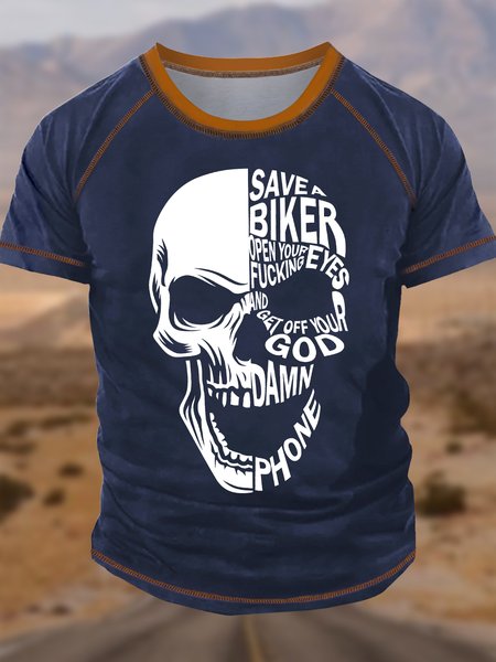 Men's Save A Biker Open Your Fucking Eyes Funny By Cyle Graphic Printing Casual Text Letters Crew Neck T-Shirt, Blue, T-shirts
Men's Save A Biker Open Your Fucking Eyes Funny By Cyle Graphic Printing Casual Text Letters Crew Neck T-Shirt, Blue, T-shirts