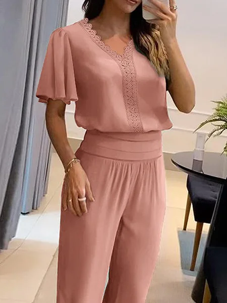 

Urban Plain Regular Fit V neck Short sleeve Blouse, Dusty pink, Blouses and Shirts