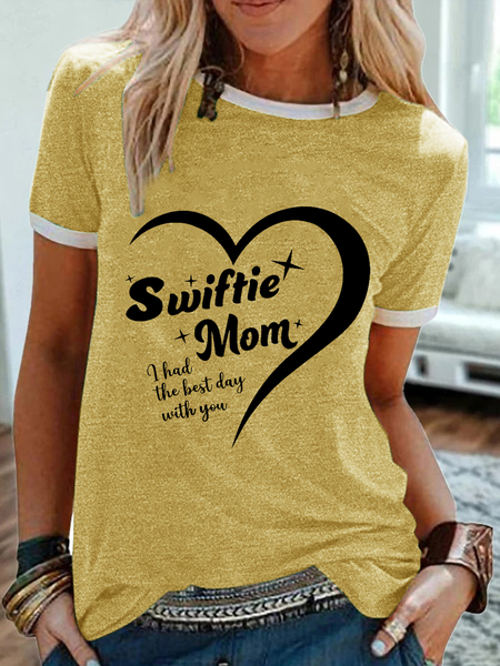 Women's Swiftie Mom Heart I Had The Best Day With You Simple Crew Neck T-Shirt, Yellow, T-shirts
Women's Swiftie Mom Heart I Had The Best Day With You Simple Crew Neck T-Shirt, Yellow, T-shirts
