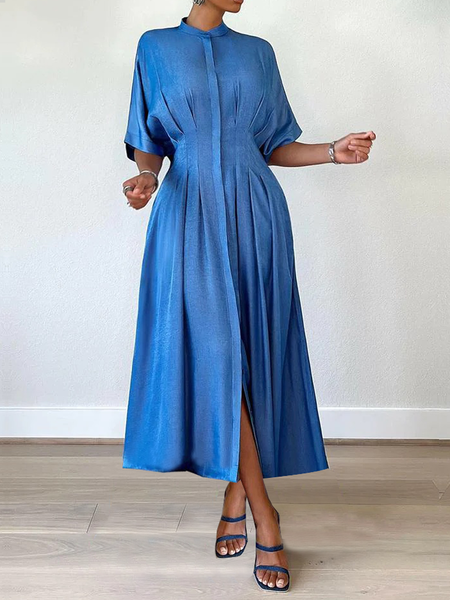 Stand Collar Short sleeve Elegant Regular Fit Denim Midi Dress Shirt Dress, Denim blue, Midi Dresses
Stand Collar Short sleeve Elegant Regular Fit Denim Midi Dress Shirt Dress, Denim blue, Midi Dresses