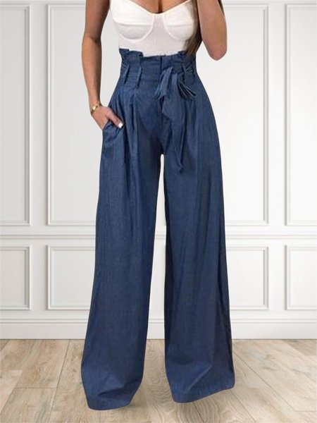 Urban Loose Faux Denim Jeans, Blue, Jeans