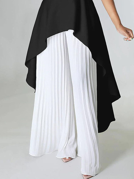 Loose Plain Elegant Fashion Long Pants Wide leg pants, White, Pants