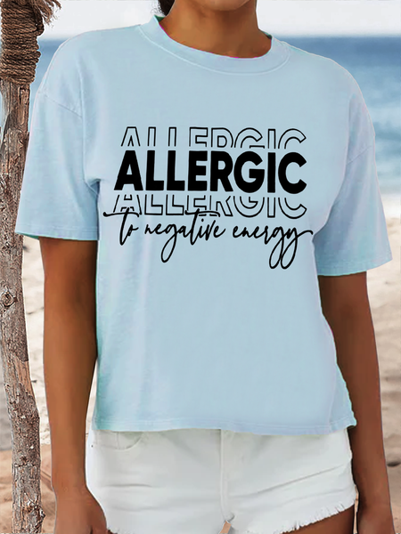 Women's Allergic to Negative Energy Cotton Text Letters T-Shirt, Light blue, T-shirts
Women's Allergic to Negative Energy Cotton Text Letters T-Shirt, Light blue, T-shirts