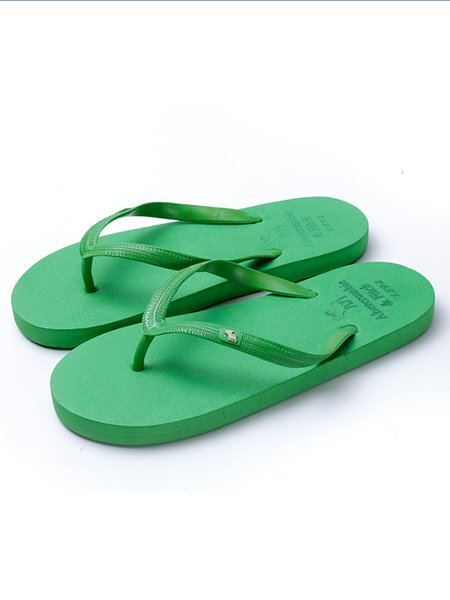 Plain Summer Pvc Vacation Flip-Flops, Green, Slippers