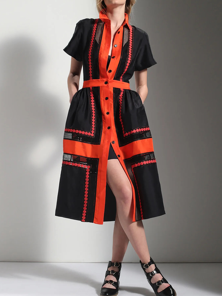 Urban Color Block Short sleeve Shirt Collar Dress Shirt Dress, Black-red, Mini Dresses
Urban Color Block Short sleeve Shirt Collar Dress Shirt Dress, Black-red, Mini Dresses