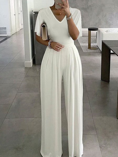 Women's Jumpsuit Solid Color V Neck Elegant Office Daily Straight Regular Fit Half Sleeve Bell Sleeve White, Jumpsuits&Rompers
Women's Jumpsuit Solid Color V Neck Elegant Office Daily Straight Regular Fit Half Sleeve Bell Sleeve White, Jumpsuits&Rompers