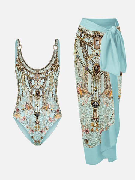 Vacation Abstract Printing Scoop Neck One Piece With Cover Up, Green, swimwear>>One-Pieces
Vacation Abstract Printing Scoop Neck One Piece With Cover Up, Green, swimwear>>One-Pieces