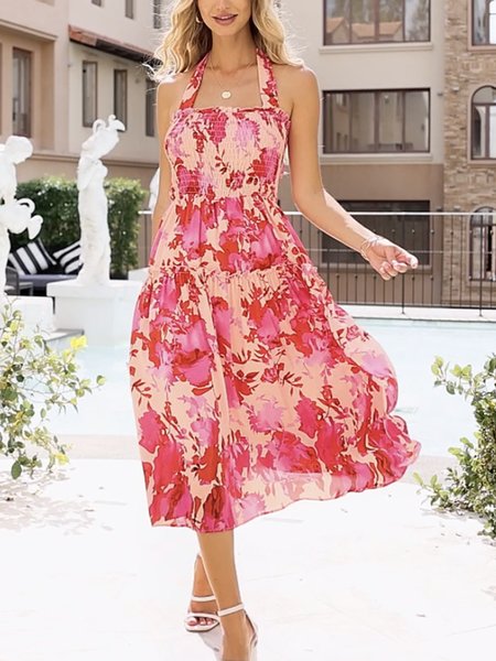 Vacation Loose Floral Summer Maxi Dress Halter Neck Backless Ruffle Smocked Casual Long Boho Dress, Pink, Dresses
Vacation Loose Floral Summer Maxi Dress Halter Neck Backless Ruffle Smocked Casual Long Boho Dress, Pink, Dresses