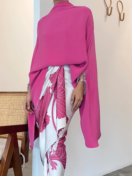 Plain Loose Stand Collar Short sleeve Urban Mid-long Shirt, Rose red, Blouses and Shirts
Plain Loose Stand Collar Short sleeve Urban Mid-long Shirt, Rose red, Blouses and Shirts