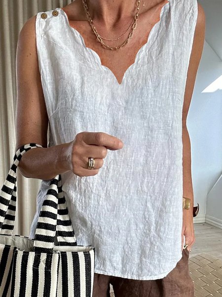 Women Plain V neck Loose Linen Cotton Summer Tank Tops, White, Tank Tops & Camis
Women Plain V neck Loose Linen Cotton Summer Tank Tops, White, Tank Tops & Camis