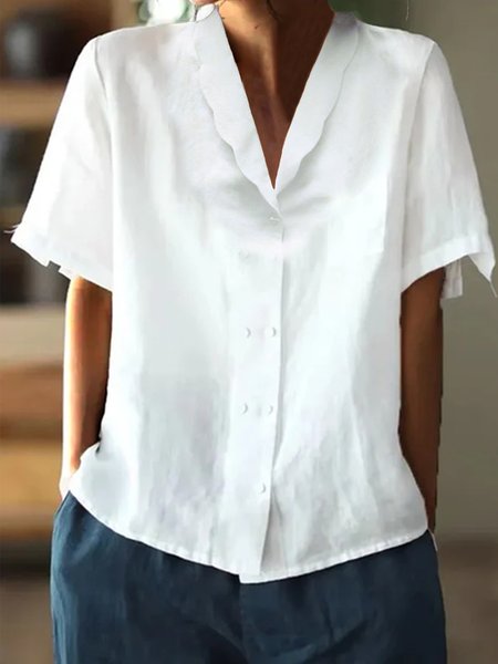 Women Plain Summer Linen Cotton Loose Short sleeve Blouse, White, Blouses & Shirts
Women Plain Summer Linen Cotton Loose Short sleeve Blouse, White, Blouses & Shirts