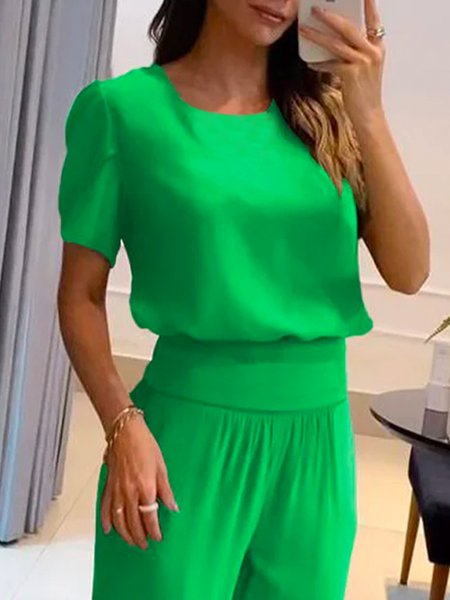 Casual Loose Plain Crew Neck Shirt, Green, Blouses and Shirts
Casual Loose Plain Crew Neck Shirt, Green, Blouses and Shirts