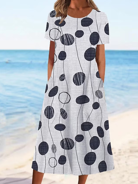 Crew Neck Cotton-Blend Casual Geometric Dress With No, Black-white, Basic Dresses
Crew Neck Cotton-Blend Casual Geometric Dress With No, Black-white, Basic Dresses