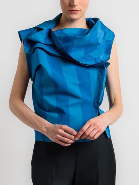 Urban Regular Fit Striped Sleeveless Shirt, Blue, Blouses and Shirts