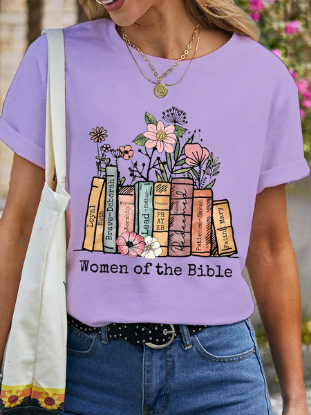 Women's Cotton Cute Floral Hand Drawn Books Women Of The Bible T-Shirt, Purple, T-shirts
Women's Cotton Cute Floral Hand Drawn Books Women Of The Bible T-Shirt, Purple, T-shirts