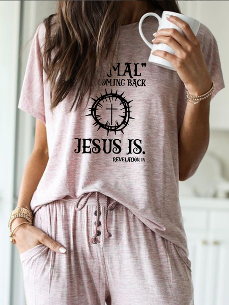 Casual Crew Neck Loose T-Shirt, Pink, T-Shirts