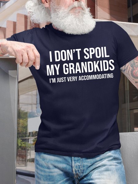 

Men's I Don't Spoil My Grandkids I'm Just Very Accommodating Funny Graphic Printing Casual Loose Cotton Text Letters T-Shirt, Purplish blue, T-shirts