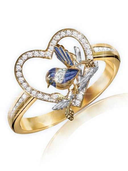 Elegant Diamond Bird Pattern Heart Ring Wedding Festival Women's Jewelry, Golden, Rings
Elegant Diamond Bird Pattern Heart Ring Wedding Festival Women's Jewelry, Golden, Rings